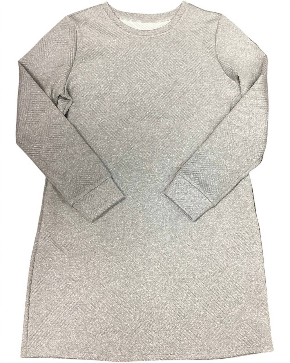 NEW TRENDSI women's textured round neck long sleeve sweater mini dress with pock